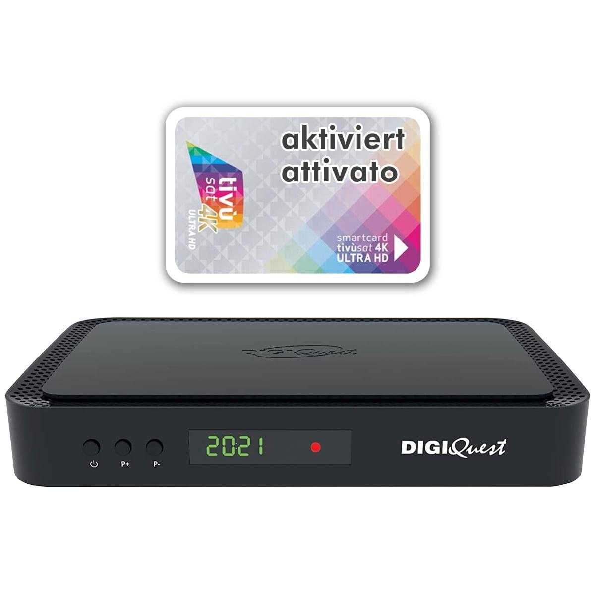 DIGIQuest Q90 4K UHD Combo Receiver mit Aktiver Tivusat Karte (DVB-S2/T2 HDMI USB 3.0 LAN) von DIGIQuest