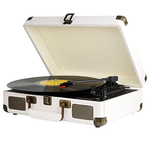 DIGITNOW! Belt-Drive 3 Gang Portable Stereo Turntable with Built-in Speakers, Supports RCA Output/3.5mm Aux-In/Headphone Jack/MP3, Mobile Phones Music Playback von DIGITNOW