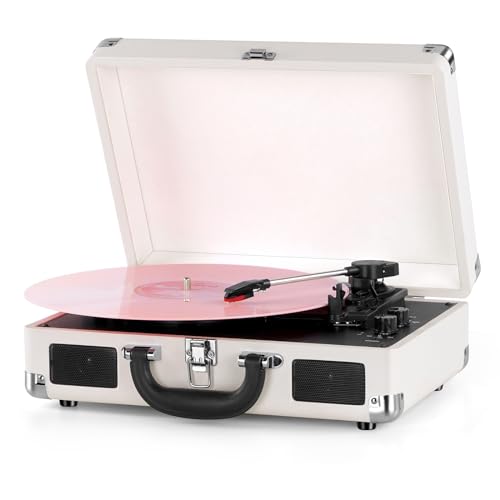 DIGITNOW! Belt-Drive 3 Gang Portable Stereo Turntable with Built-in Speakers, Supports RCA Output/3.5mm Aux-In/Headphone Jack/MP3, Mobile Phones Music Playback von DIGITNOW
