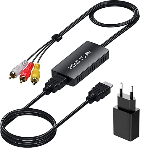 DIGITNOW! HDMI auf RCA Adapter mit HDMI Kabel,Konverter HDMI auf Chinch,HDMI zu AV Video Audio Adapter Composite to PAL /NTSC für PS1, PS2, PS3, Ninten 64, STB, VHS, BlueRay DVD Player von DIGITNOW