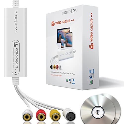 DIGITNOW! USB 2.0 Video Capture Card,VHS VCR TV zu DVD Converter,Unterstützung für Mac OS X PC Windows 7 8 10 White Medium von DIGITNOW!