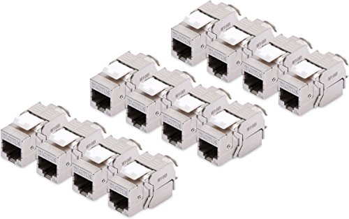 DIGITUS Professional DN-93615 CAT 6A Keystone Jack, geschirmt, 500 MHz, ISO/IEC 11801:2002 AM2:2009/09, werkzeufreie Montage, Set 12er Pack von DIGITUS Professional