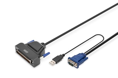DIGITUS 1 Port KVM Modul für KVM Konsolen von DIGITUS (VGA, USB, PS/2), Schwarz von DIGITUS
