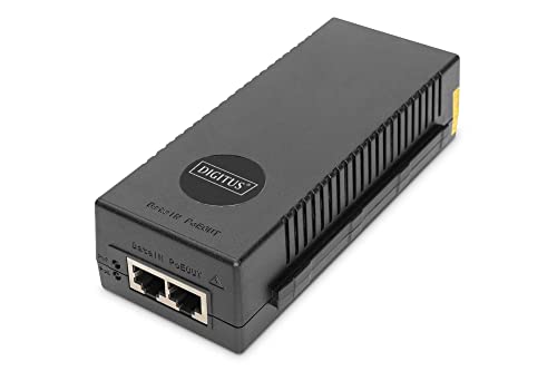 DIGITUS Ethernet PoE+ Injector - 10 Gigabit - 30 W Power Over Ethernet-Budget - IEEE 802.3af/at - Auto Erkennung von PoE-Geräten - 100m Reichweite - Schwarz von DIGITUS