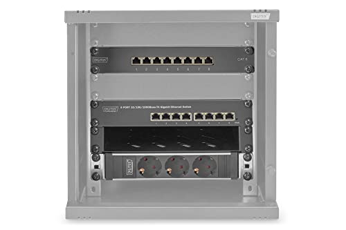 DIGITUS 10-Zoll Set - Netzwerk-Schrank 6HE Schwarz - Fachboden - Steckdosenleiste - 8-Port Patch-Panel - 8-Port Gigabit-Switch DIGITUS 10-Zoll Set - Netzwerk-Schrank 6HE Schwarz - Fachboden - Steckdosenleiste - 8-Port Patch-Panel - 8-Port Gigabit-Switch von DIGITUS