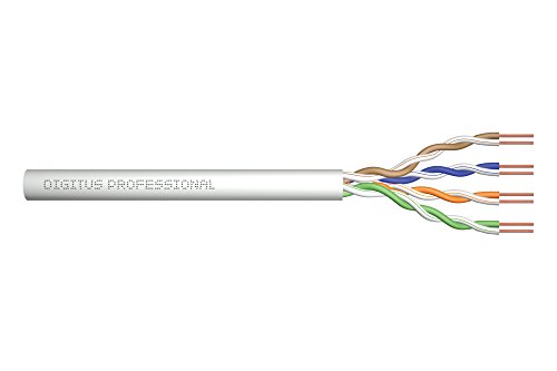 DIGITUS 100 m Cat 5e Netzwerkkabel - U-UTP Simplex - BauPVO Eca - PVC Mantel - 100 MHz Kupfer AWG 24/1 - PoE Kompatibel - LAN Kabel Verlegekabel Ethernet Kabel - Grau von DIGITUS