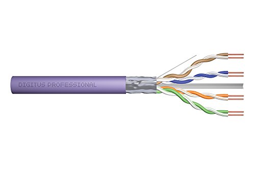DIGITUS 100 m Cat 6 Netzwerkkabel - F-UTP Simplex - BauPVO Eca - LSZH Halogenfrei - 250 MHz Kupfer AWG 23/1 - PoE+ Kompatibel - LAN Kabel Verlegekabel Ethernet Kabel - Violett von DIGITUS