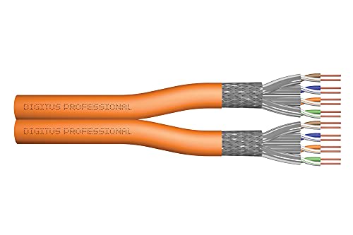 DIGITUS 100 m Cat 7 Netzwerkkabel - S-FTP (PiMF) Duplex - BauPVO Dca - LSZH Halogenfrei - 1200 MHz Kupfer AWG 23/1 - PoE+ Kompatibel - LAN Kabel Verlegekabel Ethernet Kabel - Orange von DIGITUS