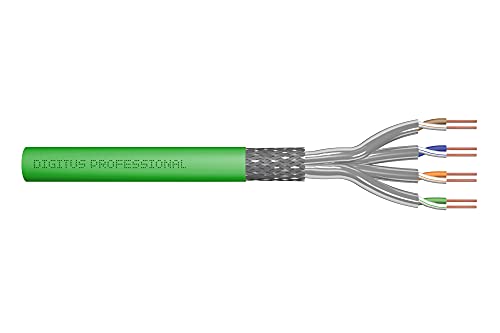 DIGITUS 100 m Cat 8.2 Netzwerkkabel - S-FTP (PiMF) Simplex - BauPVO Dca - LSZH Halogenfrei - 2000 MHz Kupfer AWG 22/1 - PoE++ Kompatibel - LAN Kabel Verlegekabel Ethernet Kabel - Grün von DIGITUS