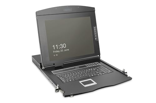 DIGITUS 19" KVM-Konsole - FullHD - 8 Port HDMI-Switch - RU -Tastatur - für 19 Zoll Server- und Netzwerkschranke - Schwarz von DIGITUS