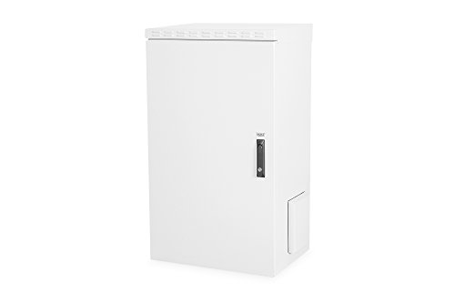DIGITUS 19" Outdoor Wandgehäuse 20HE, 450 mm Tiefe, Traglast 100 kg, Kabeleinführung (2x M32, 1x M63, 2x 28 mm Blindkappe), (HxB) 1069 x 600 mm, IP55, Grau (RAL 7035) von DIGITUS