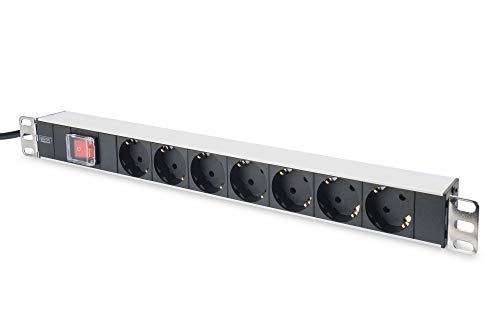 DIGITUS 19" Steckdosenleiste - 7 Abgriffe - 1HE - 250VAC - 50/60Hz - 16A - 4000W - Mit Schalter - Für 19 Zoll Netzwerk- und Serverschränke DIGITUS 19" Steckdosenleiste - 7 Abgriffe - 1HE - 250VAC - 50/60Hz - 16A - 4000W - Mit Schalter - Für 19 Zoll Netzwerk- und Serverschränke von DIGITUS