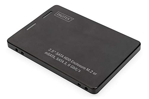 DIGITUS 2,5" SATA Festplattenadapter für M.2 oder mSATA-SSDs - M.2 Modultyp 2280, 2260, 2242, 2230 - mSATA Fullsize - SATA III - 6 Gbit/s - 520 MB/s Lesegeschwindigkeit - Schwarz von DIGITUS