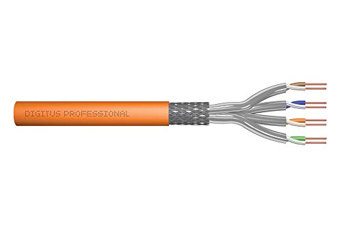 DIGITUS 250 m Cat 7 Netzwerkkabel - S-FTP (PiMF) Simplex - BauPVO Dca - LSZH Halogenfrei - 1200 MHz Kupfer AWG 23/1 - PoE+ Kompatibel - LAN Kabel Verlegekabel Ethernet Kabel - Orange von DIGITUS