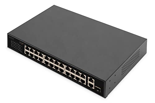 DIGITUS 26 Port Fast Ethernet PoE-Netzwerk-Switch - 24x 100 Mbps RJ45 + 1x Gbps RJ45 Kombi + 1x SFP-Port - 19 Zoll - 185W PoE Budget - 10/100 Mbps von DIGITUS