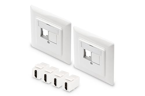 DIGITUS 2x Anschlussdose 2 Port – Auslass Gerade – Für Multimedia Keystone-Module + 4x Keystone-Kupplung HDMI 2.0 – Weiß DIGITUS 2x Anschlussdose 2 Port – Auslass Gerade – Für Multimedia Keystone-Module + 4x Keystone-Kupplung HDMI 2.0 – Weiß von DIGITUS