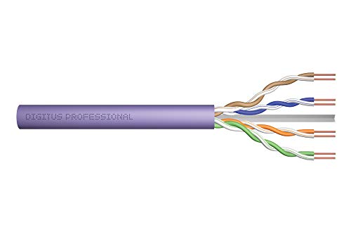 DIGITUS 305 m Cat 6 Netzwerkkabel - U-UTP Simplex - BauPVO Cca - LSZH Halogenfrei - 250 MHz Kupfer AWG 23/1 - PoE+ Kompatibel - LAN Kabel Verlegekabel Ethernet Kabel - Violett von DIGITUS