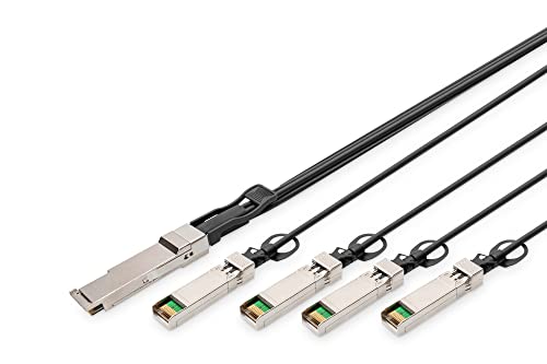 DIGITUS Universal 40 Gbit/s QSFP+ zu 4x SFP+ 10 Gbit/s DAC-Breakout Kabel - 2m - 10 Gbit/s pro Kanal - Netzwerkkabel - Direct Attach Cable - Direct Attach Copper von DIGITUS