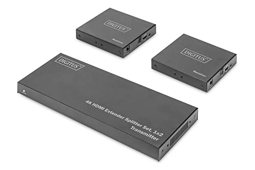 DIGITUS 4K HDMI Netzwerk Extender Splitter Set, 1x2 mit Loopout, 4k60Hz, HDR, ARC von DIGITUS