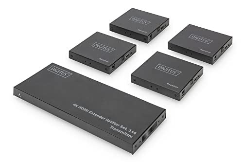 DIGITUS 4K HDMI Netzwerk Extender Splitter Set, 1x4 mit Loopout, 4k60Hz, HDR, ARC von DIGITUS