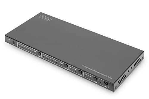 DIGITUS 4x2 HDMI Matrix Switch, 4K/60Hz Scaler, EDID, ARC, HDCP 2.2, 18 Gbps, schwarz, DS-55509 von DIGITUS