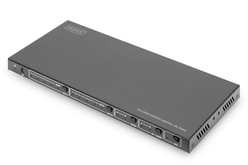 DIGITUS DS-55509 HDMI Matrix Switch 4x2 – 4 In 2 Out – UHD 4K/60 Hz – HDCP 2.2/1.4 & HDMI 2.0 – HDR10+, HLG, ARC, Dolby Vision, EDID-Umschalter – Audio (Toslink S/PDIF, Stereo 3,5mm) von DIGITUS
