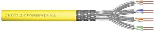 DIGITUS 500 m Cat 7A Netzwerkkabel - S-FTP (PiMF) Simplex - BauPVO B2ca - LSZH Halogenfrei - 1500 MHz Kupfer AWG 22/1 - PoE++ Kompatibel - LAN Kabel Verlegekabel Ethernet Kabel - Gelb von DIGITUS