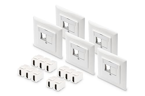 DIGITUS 5x Anschlussdose 2 Port – Auslass Gerade – Für Multimedia Keystone-Module + 10x Keystone-Kupplung HDMI 2.0 – Weiß DIGITUS 5x Anschlussdose 2 Port – Auslass Gerade – Für Multimedia Keystone-Module + 10x Keystone-Kupplung HDMI 2.0 – Weiß von DIGITUS