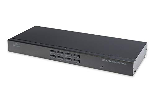 DIGITUS 8-Port Combo KVM Switch, USB & PS/2, 19" Rackmontage, optionales IP-Modul, Tastatur- & Maus-Emulation, Schwarz DIGITUS 8-Port Combo KVM Switch, USB & PS/2, 19" Rackmontage, optionales IP-Modul, Tastatur- & Maus-Emulation, Schwarz von DIGITUS