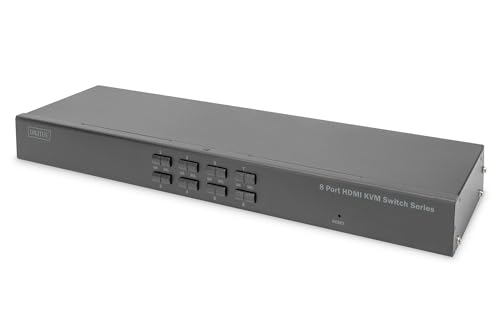 DIGITUS 8-Port KVM HDMI-Switch - DDC-Kommunikation - HDMI 1.4, HDCP 2.2 - UltraHD 4k30Hz - USB-Anschlüsse für Maus & Tastatur - Hotkey-Umschaltung - Keine Treiber notwendig - Schwarz von DIGITUS