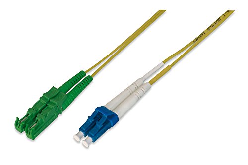 DIGITUS AL-9E2000LC-01I – Glasfaserkabel OS2 – 1 m – E2000 (APC) zu LC (UPC) – Duplex LWL Kabel – 1/10 Gbit/s – SM Singlemode Glasfaser LAN Kabel – Fasertyp: 9/125 µ – Gelb (Yellow) von DIGITUS