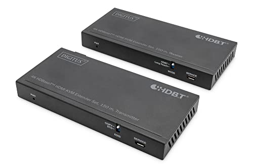 DIGITUS ASSMANN HDBaseT KVM Extender Set, 150 m 4K/60Hz, USB 2.0, PoC, IR, schwarz von DIGITUS