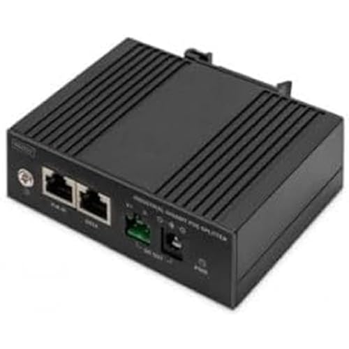 DIGITUS ASSMANN Industrieller Gigabit Ethernet PoE Splitter - 60W - 10/100/1000 Mbps - Hutschienenmontage - schwarz von DIGITUS