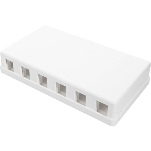 DIGITUS Anschlussdose - 6 Port - Für Keystone-Module - Konsolidierungspunkt Aufputz-Gehäuse - Netzwerk-Dose - Weiß von DIGITUS