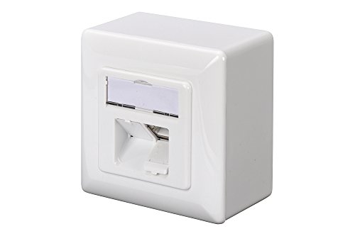 DIGITUS Anschlussdose Cat-5e - 2 Port RJ45 - Aufputz Netzwerk-Dose - Zuführung Horizontal - Designfähig - Reinweiß von DIGITUS