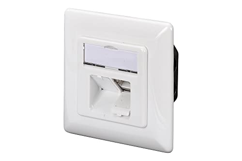 DIGITUS Anschlussdose Cat-5e - 2 Port RJ45 - Unterputz Netzwerk-Dose - Zuführung Horizontal - Designfähig - Reinweiß, LSA - Cat 5e von DIGITUS