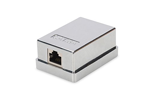 DIGITUS Anschlussdose Cat-6A - 1 Port RJ45 - Aufputz-Gehäuse - Netzwerk-Dose - LSA Schneidklemme - Geschirmt - Silber von DIGITUS