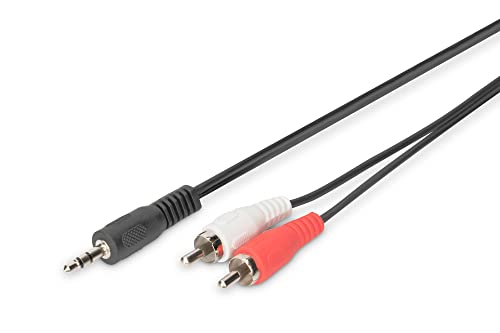 DIGITUS Audio-Adapterkabel - 3,5mm Klinke auf 2xCinch - Aux-Kabel - Stereo-Kabel - RCA-Adapter - 1,5m - schwarz - für Stereoanlagen, Heimkino, Soundbar, Computer von DIGITUS