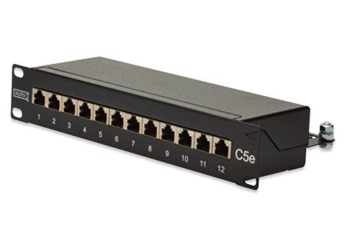 DIGITUS Cat-5e Patchpanel - 12 Ports - RJ45-Buchsen - 10-Zoll Rack-Mount 1HE - LSA Verteilerfeld - Geschirmt - Schwarz DIGITUS Cat-5e Patchpanel - 12 Ports - RJ45-Buchsen - 10-Zoll Rack-Mount 1HE - LSA Verteilerfeld - Geschirmt - Schwarz von DIGITUS
