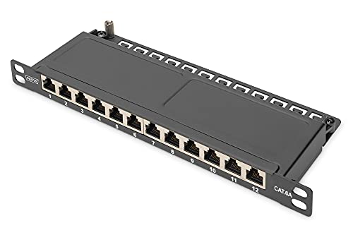 DIGITUS Cat-6A Patchpanel - 12 Ports - RJ45-Buchsen - 10-Zoll Rack-Mount 0.5HE - LSA Verteilerfeld - Geschirmt - Schwarz DIGITUS Cat-6A Patchpanel - 12 Ports - RJ45-Buchsen - 10-Zoll Rack-Mount 0.5HE - LSA Verteilerfeld - Geschirmt - Schwarz von DIGITUS