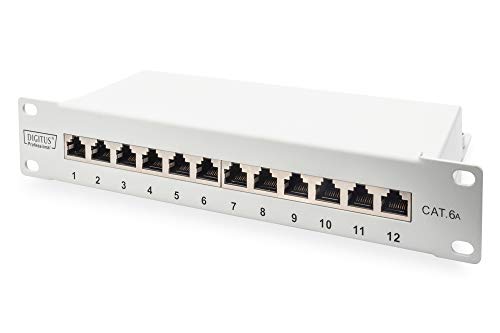 DIGITUS Cat-6A Patchpanel - 12 Ports - RJ45-Buchsen - 10-Zoll Rack-Mount 1HE - LSA Verteilerfeld - Geschirmt - Grau DIGITUS Cat-6A Patchpanel - 12 Ports - RJ45-Buchsen - 10-Zoll Rack-Mount 1HE - LSA Verteilerfeld - Geschirmt - Grau von DIGITUS