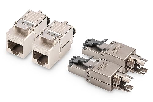 DIGITUS Cat 8.1 Netzwerk-Set – 2X Keystone-Modul & 2X Netzwerkstecker – RJ45-2000 MHz – 25/40GBase-T – Kategorie 8 Klasse I – Feldstecker 360° Geschirmt – Werkzeugfrei – AWG 26/7 bis 22/1 DIGITUS Cat 8.1 Netzwerk-Set – 2X Keystone-Modul & 2X Netzwerkstecker – RJ45-2000 MHz – 25/40GBase-T – Kategorie 8 Klasse I – Feldstecker 360° Geschirmt – Werkzeugfrei – AWG 26/7 bis 22/1 von DIGITUS