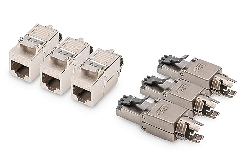 DIGITUS Cat 8.1 Netzwerk-Set – 3X Keystone-Modul & 3X Netzwerkstecker – RJ45-2000 MHz – 25/40GBase-T – Kategorie 8 Klasse I – Feldstecker 360° Geschirmt – Werkzeugfrei – AWG 26/7 bis 22/1 DIGITUS Cat 8.1 Netzwerk-Set – 3X Keystone-Modul & 3X Netzwerkstecker – RJ45-2000 MHz – 25/40GBase-T – Kategorie 8 Klasse I – Feldstecker 360° Geschirmt – Werkzeugfrei – AWG 26/7 bis 22/1 von DIGITUS