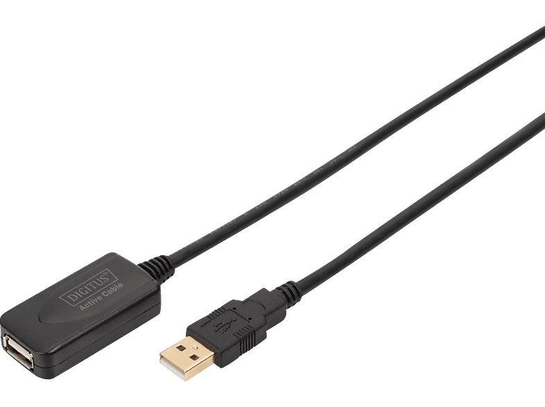 DIGITUS DA-70130-4, 5 m, USB 2.0 Verlängerungskabel, Schwarz von DIGITUS