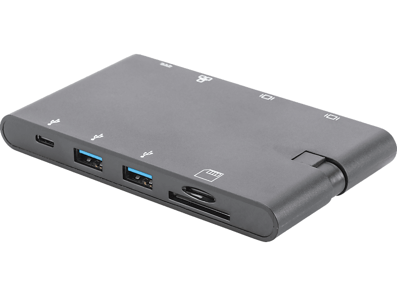 DIGITUS DA 70865 USB Typ-C, Ultra HD, neun weitere Ports, Universal Travel Docking Station, Schwarz von DIGITUS