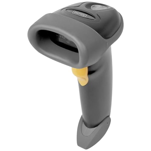 DIGITUS DA-81002 – 2D Barcodescanner – Bidirektional Handscanner – 200 Scans/s – 10 cm Scanweite – 2 m Kabel USB-RJ45 – IP54 – Ergonomischer Griff – Strichcodes & QR-Codes – Schwarz/Grau von DIGITUS