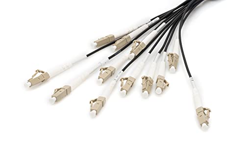 DIGITUS DK-2433CU030BK-BBB – Glasfaserkabel OM4 – 30 m – LC (UPC) zu LC (UPC) – 12 Fasern Breakout-Kabel – 1/10/40/100 Gbit/s – MM Multimode Lichtleiterkabel – Faser: 50/125 µ – Schwarz (Black) von DIGITUS