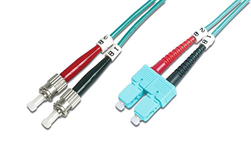 DIGITUS DK-2512-02/3 – Glasfaserkabel OM3 – 2 m – ST zu SC – Duplex LWL Kabel – 1/10/40/100 Gbit/s – MM Multimode Glasfaser LAN Kabel – Fasertyp: 50/125 µ – Türkis (Aqua) von DIGITUS