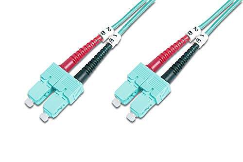 DIGITUS DK-2522-02/3 – Glasfaserkabel OM3 – 2 m – ST zu SC – Duplex LWL Kabel – 1/10/40/100 Gbit/s – MM Multimode Glasfaser LAN Kabel – Fasertyp: 50/125 µ – Türkis (Aqua) von DIGITUS