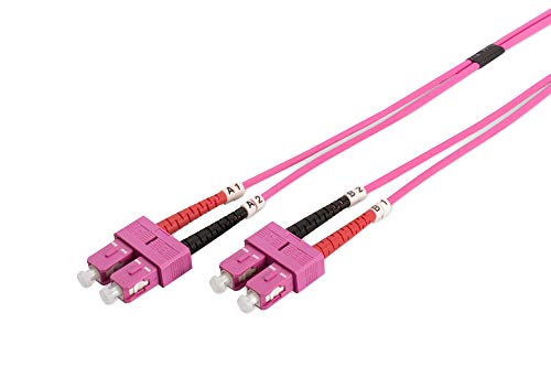 DIGITUS DK-2522-02-4 – Glasfaserkabel OM4 – 2 m – SC zu SC – Duplex LWL Kabel – 1/10/40/100 Gbit/s – MM Multimode Glasfaser LAN Kabel – Fasertyp: 50/125 µ – Violett (Violet) von DIGITUS